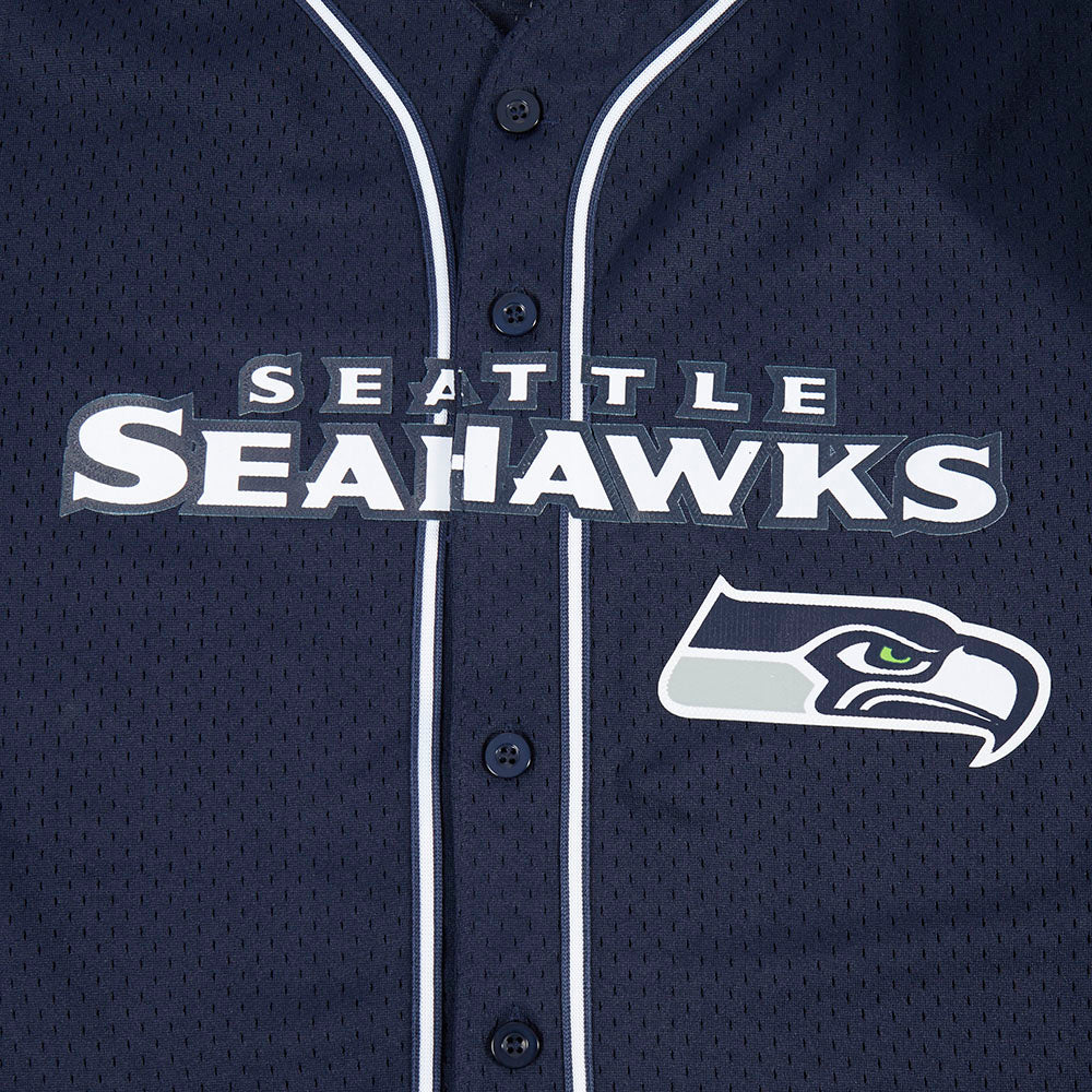 NFL SEATTLE SEAHAWKS CLASSIC MESH BUTTON DOWN SHIRT (MIDNIGHT NAVY)