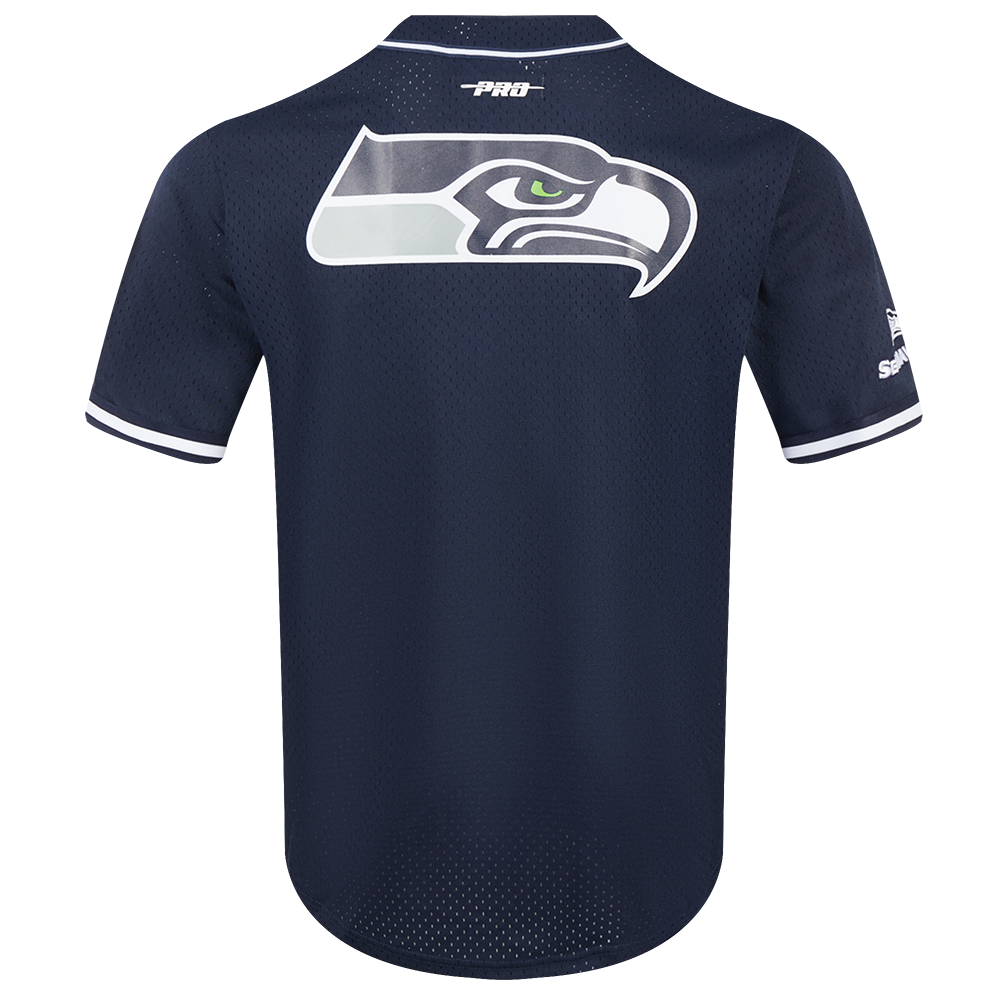 NFL SEATTLE SEAHAWKS CLASSIC MESH BUTTON DOWN SHIRT (MIDNIGHT NAVY)