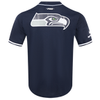 NFL SEATTLE SEAHAWKS CLASSIC MESH BUTTON DOWN SHIRT (MIDNIGHT NAVY)