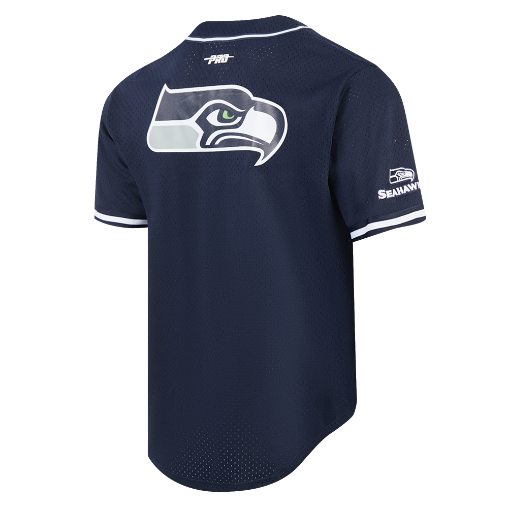 NFL SEATTLE SEAHAWKS CLASSIC MESH BUTTON DOWN SHIRT (MIDNIGHT NAVY)