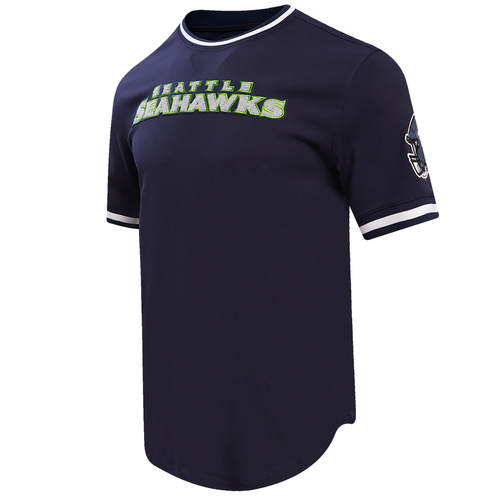 NFL SEATTLE SEAHAWKS CLASSIC CHENILLE MEN'S DOUBLE KNIT TEE (MIDNIGHT NAVY)