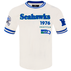 NFL SEATTLE SEAHAWKS RETRO CLASSIC T-SHIRT POUR HOMME (COQUILLE D'ŒUF/BLEU ROYAL)