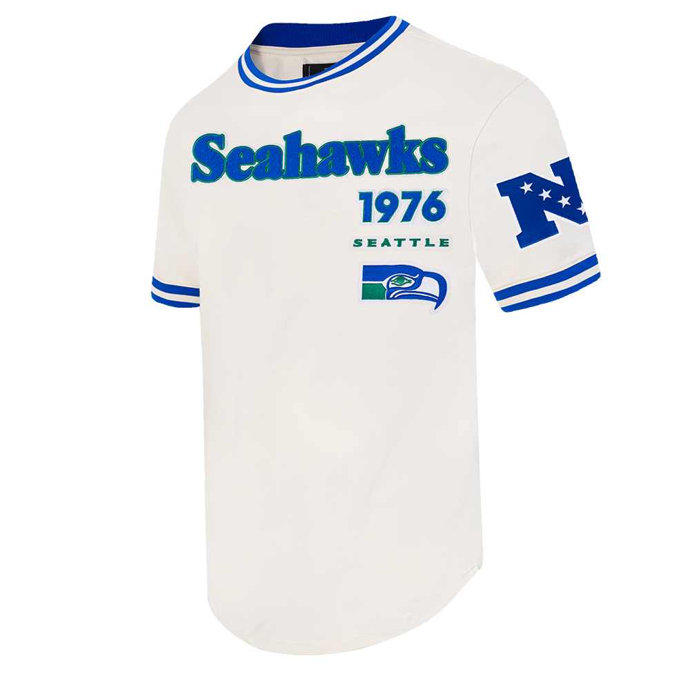 NFL SEATTLE SEAHAWKS RETRO CLASSIC T-SHIRT POUR HOMME (COQUILLE D'ŒUF/BLEU ROYAL)