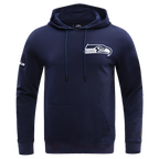 NFL SEATTLE SEAHAWKS CLASSIC CHENILLE MEN'S DOUBLE KNIT PULLOVER HOODIE (MIDNIGHT NAVY)