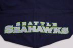 NFL SEATTLE SEAHAWKS CLASSIC CHENILLE MEN'S DOUBLE KNIT PULLOVER HOODIE (MIDNIGHT NAVY)
