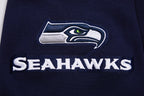 NFL SEATTLE SEAHAWKS CLASSIC CHENILLE MEN'S DOUBLE KNIT PULLOVER HOODIE (MIDNIGHT NAVY)