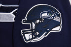 NFL SEATTLE SEAHAWKS CLASSIC CHENILLE MEN'S DOUBLE KNIT PULLOVER HOODIE (MIDNIGHT NAVY)