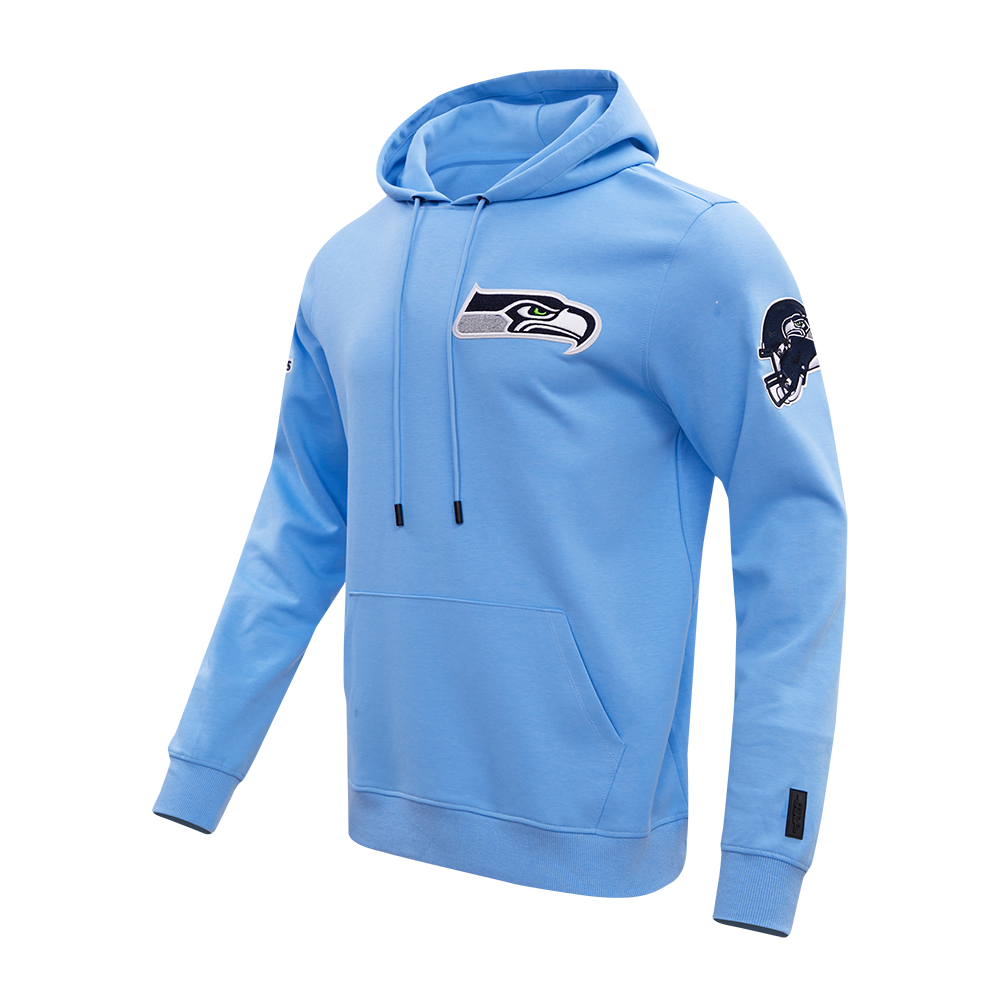 NFL SEATTLE SEAHAWKS CLASSIC CHENILLE DOUBLE KNIT PULLOVER HOODIE (UNIVERSITY BLUE)