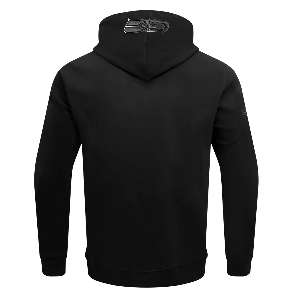 NFL SEATTLE SEAHAWKS TRIPLE BLACK MEN'S DOUBLE KNIT PULLOVER HOODIE (TRIPLE BLACK MEN'S)