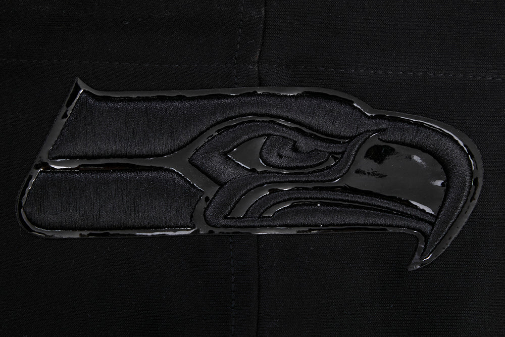 NFL SEATTLE SEAHAWKS TRIPLE BLACK MEN'S DOUBLE KNIT PULLOVER HOODIE (TRIPLE BLACK MEN'S)