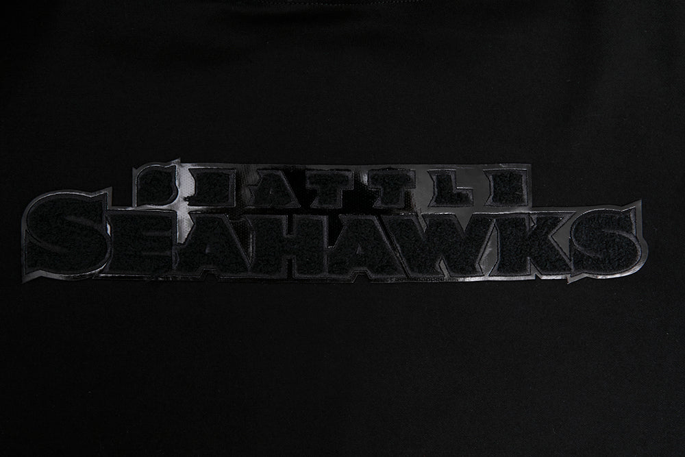 NFL SEATTLE SEAHAWKS TRIPLE BLACK MEN'S DOUBLE KNIT PULLOVER HOODIE (TRIPLE BLACK MEN'S)