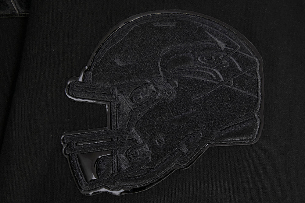 NFL SEATTLE SEAHAWKS TRIPLE BLACK MEN'S DOUBLE KNIT PULLOVER HOODIE (TRIPLE BLACK MEN'S)