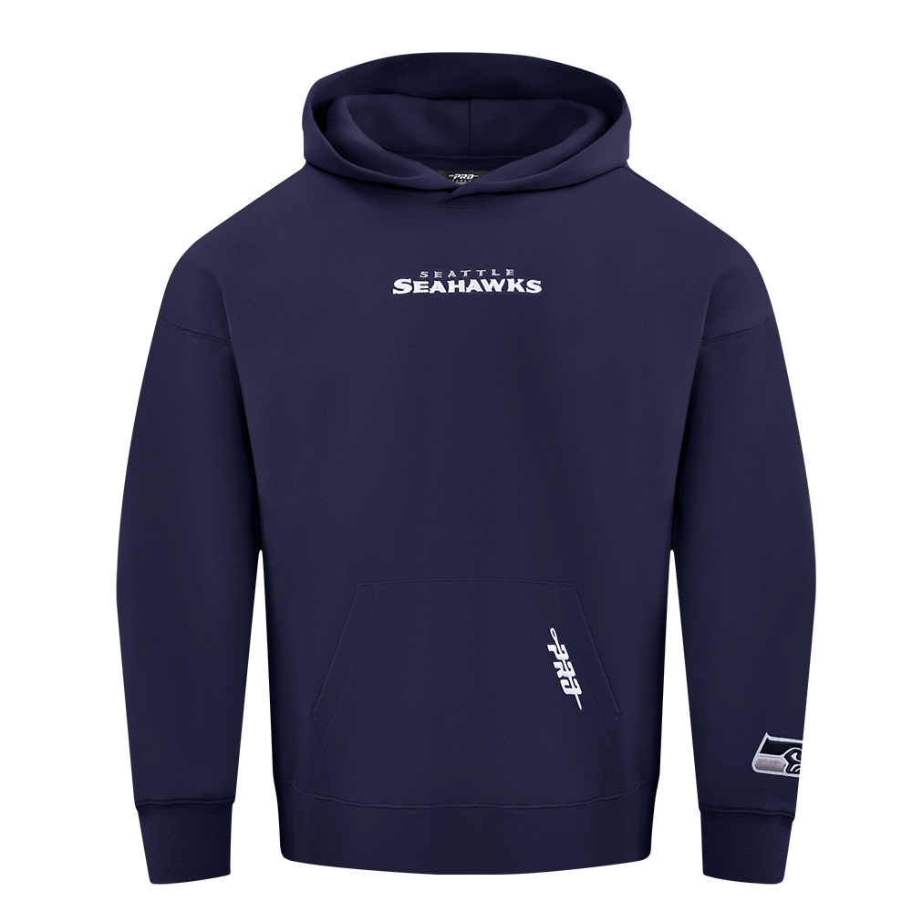 NFL SEATTLE SEAHAWKS WINGSPAN MEN'S DROP SHOULDER FLC PO HOODIE (MIDNIGHT NAVY)
