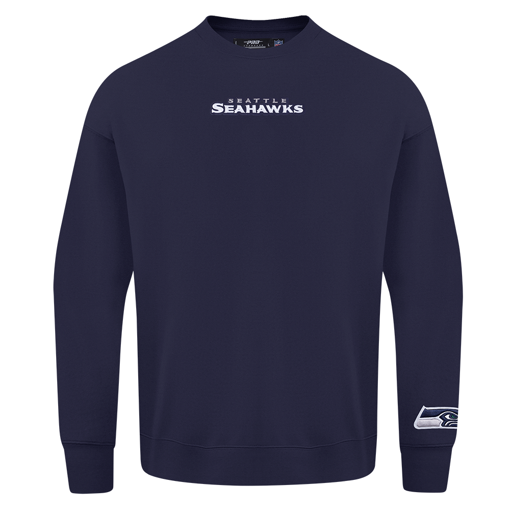 NFL SEATTLE SEAHAWKS WINGSPAN MEN'S DROP SHOULDER FLC CREWNECK (MIDNIGHT NAVY)