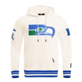 NFL SEATTLE SEAHAWKS RETRO CLASSIC MEN'S PULLOVER HOODIE (EGGSHELL/ ROYAL BLUE)