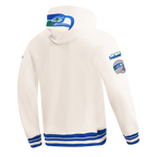 NFL SEATTLE SEAHAWKS RETRO CLASSIC MEN'S PULLOVER HOODIE (EGGSHELL/ ROYAL BLUE)