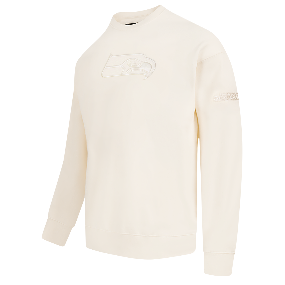 NFL SEATTLE SEAHAWKS NEUTRAL MEN'S DROP SHOULDER FLEECE CREWNECK (EGGSHELL)
