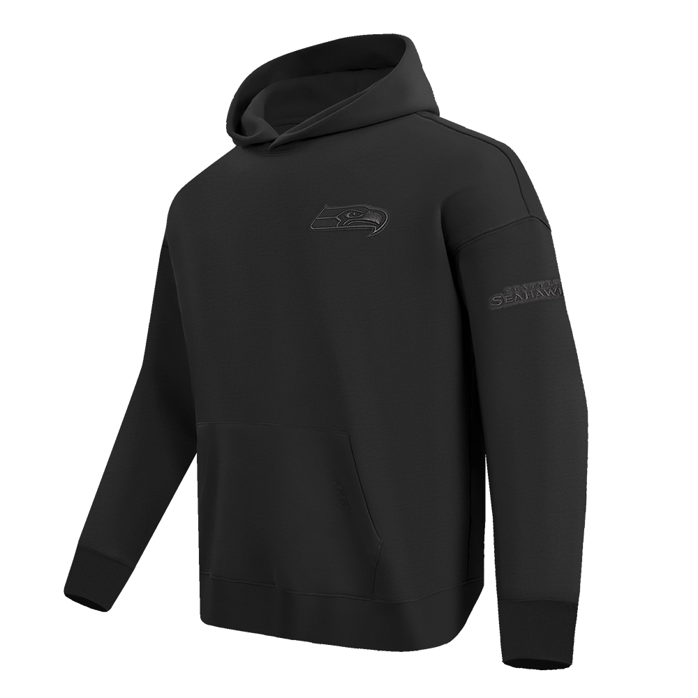 NFL SEATTLE SEAHAWKS NEUTRAL MEN'S DROP SHOULDER PULLOVER HOODIE (BLACK)