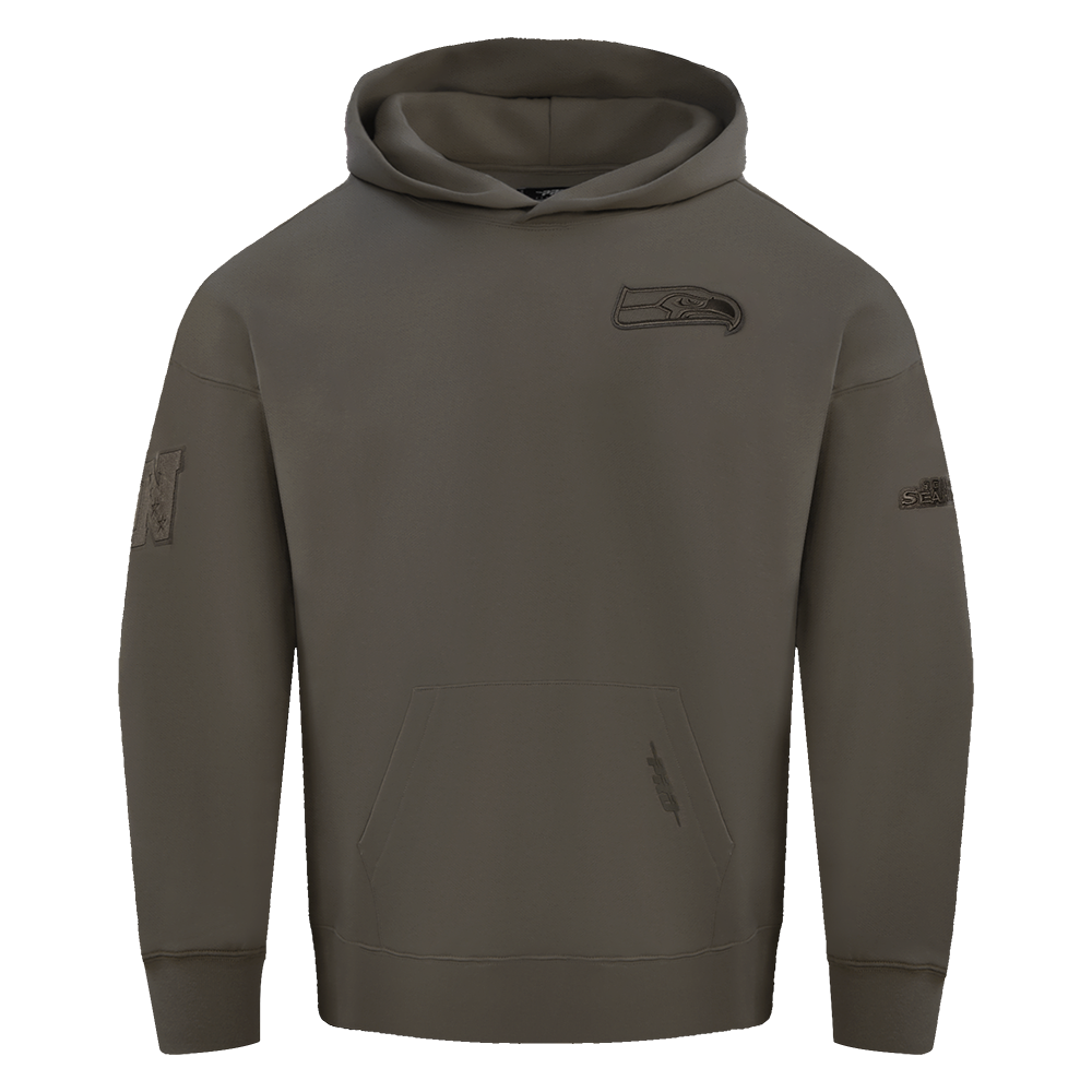 NFL SEATTLE SEAHAWKS NEUTRAL CHANDAIL À CAPUCHON À ÉPAULES TOMBANTES POUR HOMME (TAUPE FONCÉ)