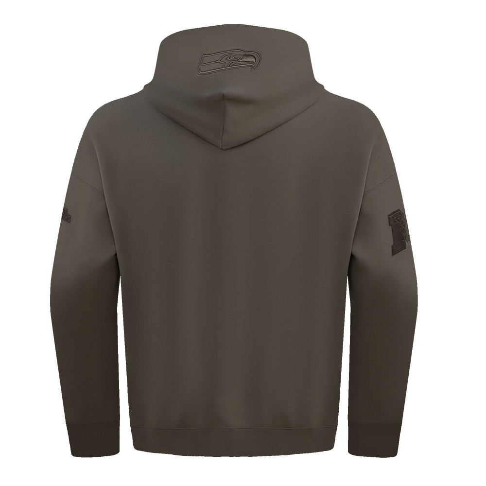 NFL SEATTLE SEAHAWKS NEUTRAL CHANDAIL À CAPUCHON À ÉPAULES TOMBANTES POUR HOMME (TAUPE FONCÉ)