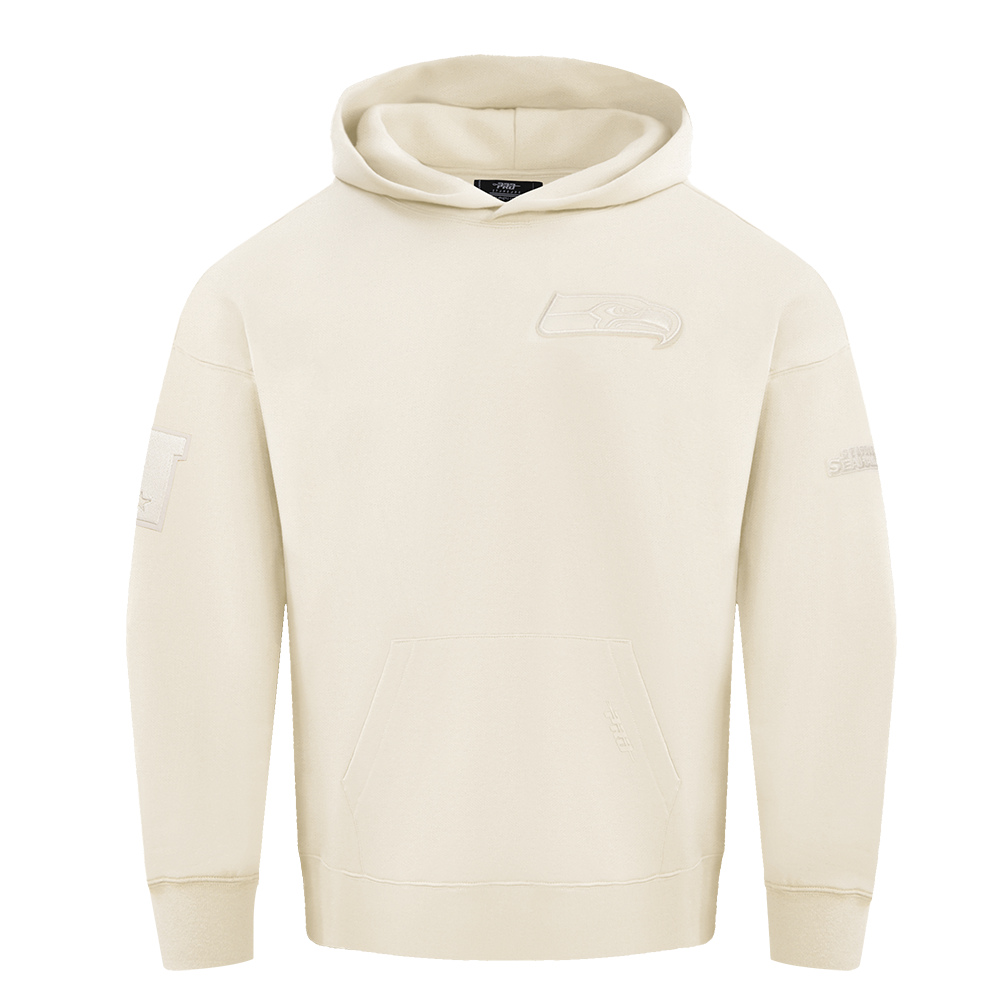 NFL SEATTLE SEAHAWKS NEUTRAL MEN'S DROP SHOULDER PULLOVER HOODIE (EGGSHELL)