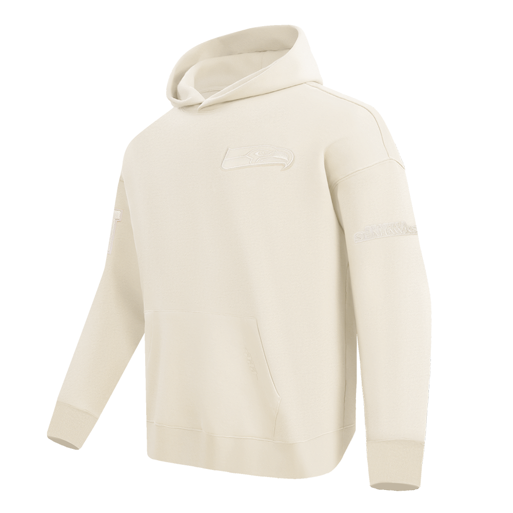 NFL SEATTLE SEAHAWKS NEUTRAL MEN'S DROP SHOULDER PULLOVER HOODIE (EGGSHELL)