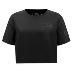NFL SEATTLE SEAHAWKS TRIPLE BLACK T-SHIRT EN JERSEY SIMPLE À COUPE CARRÉE POUR FEMME (TRIPLE NOIR)