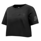 NFL SEATTLE SEAHAWKS TRIPLE BLACK T-SHIRT EN JERSEY SIMPLE À COUPE CARRÉE POUR FEMME (TRIPLE NOIR)