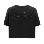 NFL SEATTLE SEAHAWKS TRIPLE BLACK T-SHIRT EN JERSEY SIMPLE À COUPE CARRÉE POUR FEMME (TRIPLE NOIR)