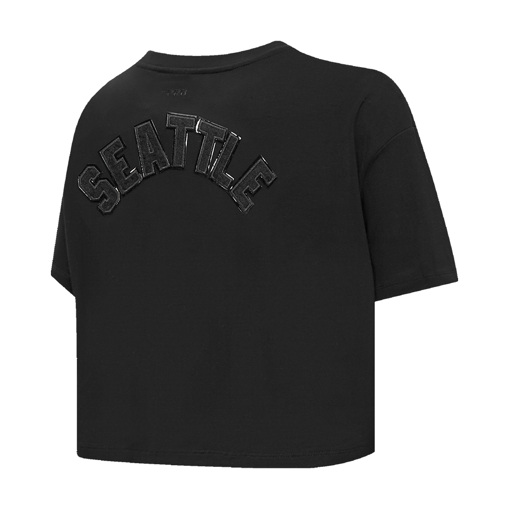 NFL SEATTLE SEAHAWKS TRIPLE BLACK T-SHIRT EN JERSEY SIMPLE À COUPE CARRÉE POUR FEMME (TRIPLE NOIR)