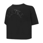 NFL SEATTLE SEAHAWKS TRIPLE BLACK T-SHIRT EN JERSEY SIMPLE À COUPE CARRÉE POUR FEMME (TRIPLE NOIR)