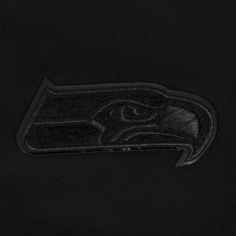 NFL SEATTLE SEAHAWKS TRIPLE BLACK T-SHIRT EN JERSEY SIMPLE À COUPE CARRÉE POUR FEMME (TRIPLE NOIR)