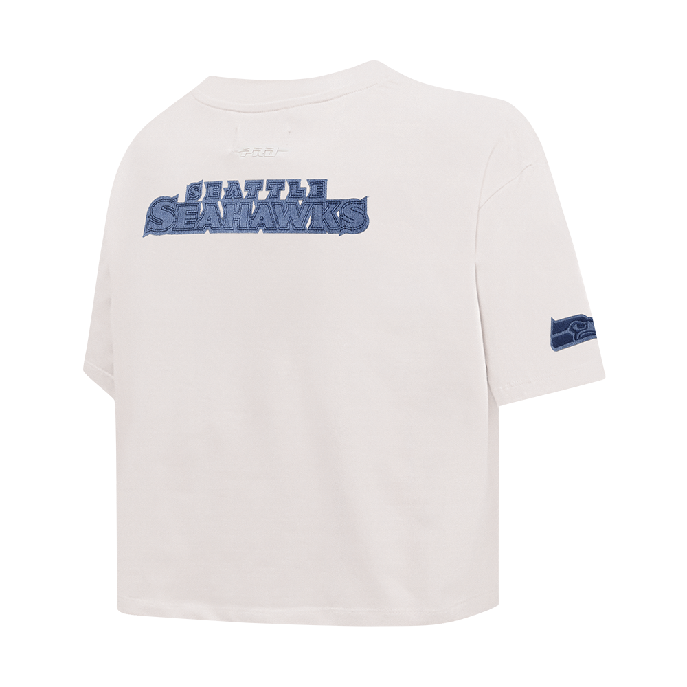 NFL SEATTLE SEAHAWKS VARSITY BLUES T-SHIRT EN JERSEY SIMPLE À COUPE CARRÉE POUR FEMME (LIN)