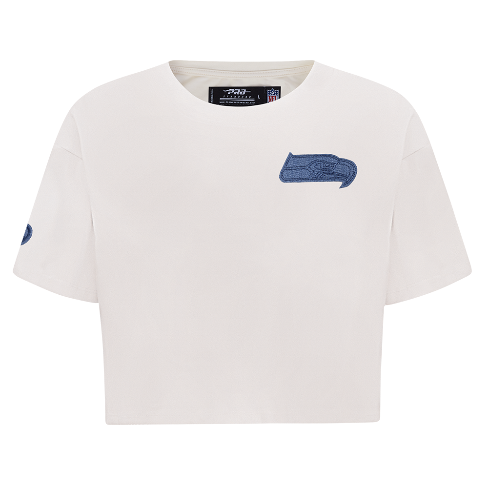 NFL SEATTLE SEAHAWKS VARSITY BLUES T-SHIRT EN JERSEY SIMPLE À COUPE CARRÉE POUR FEMME (LIN)