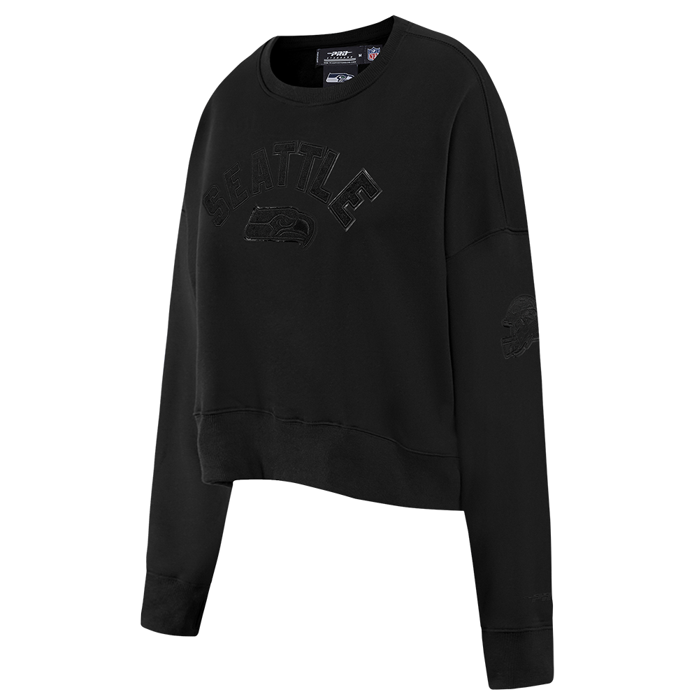 NFL SEATTLE SEAHAWKS TRIPLE BLACK WOMEN'S FLC CREWNECK (TRIPLE BLACK WOMEN'S)