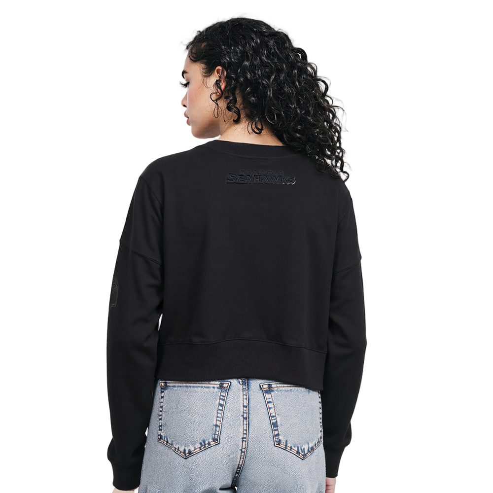 NFL SEATTLE SEAHAWKS TRIPLE BLACK WOMEN'S FLC CREWNECK (TRIPLE BLACK WOMEN'S)