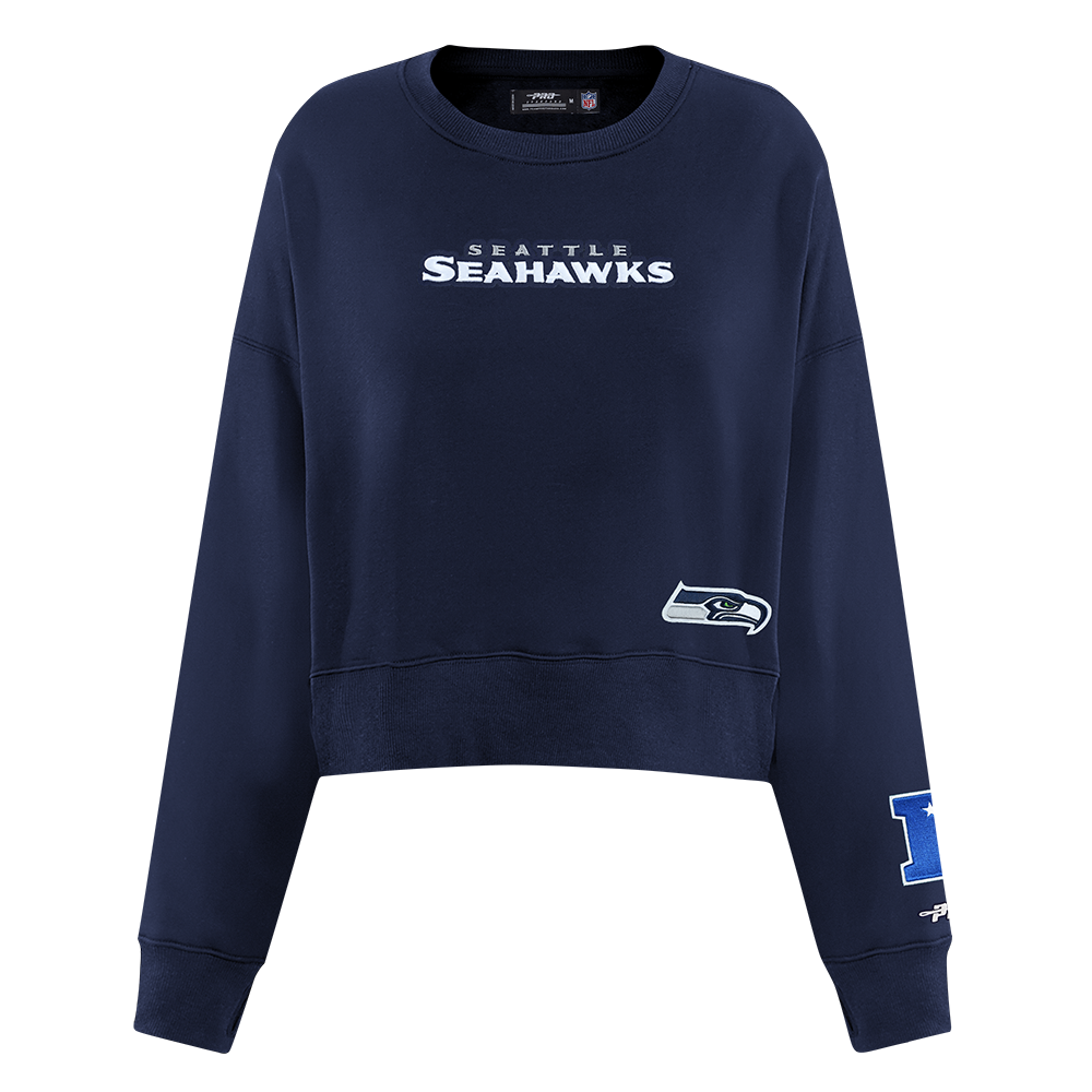 NFL SEATTLE SEAHAWKS WINGSPAN WOMEN'S FLC CREWNECK (MIDNIGHT NAVY)