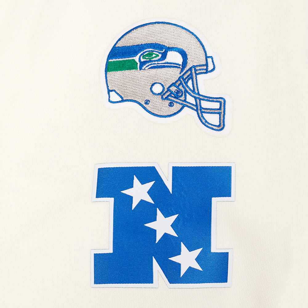 NFL SEATTLE SEAHAWKS RETRO CLASSICS WOMEN'S SWEATSHIRT (EGGSHELL/ROYAL BLUE)