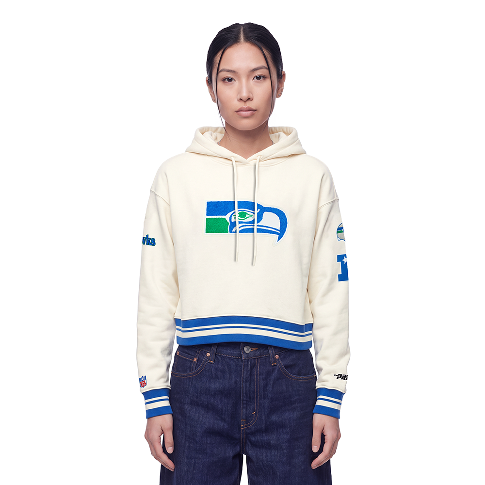 NFL SEATTLE SEAHAWKS RETRO CLASSICS WOMEN'S SWEATSHIRT (EGGSHELL/ROYAL BLUE)