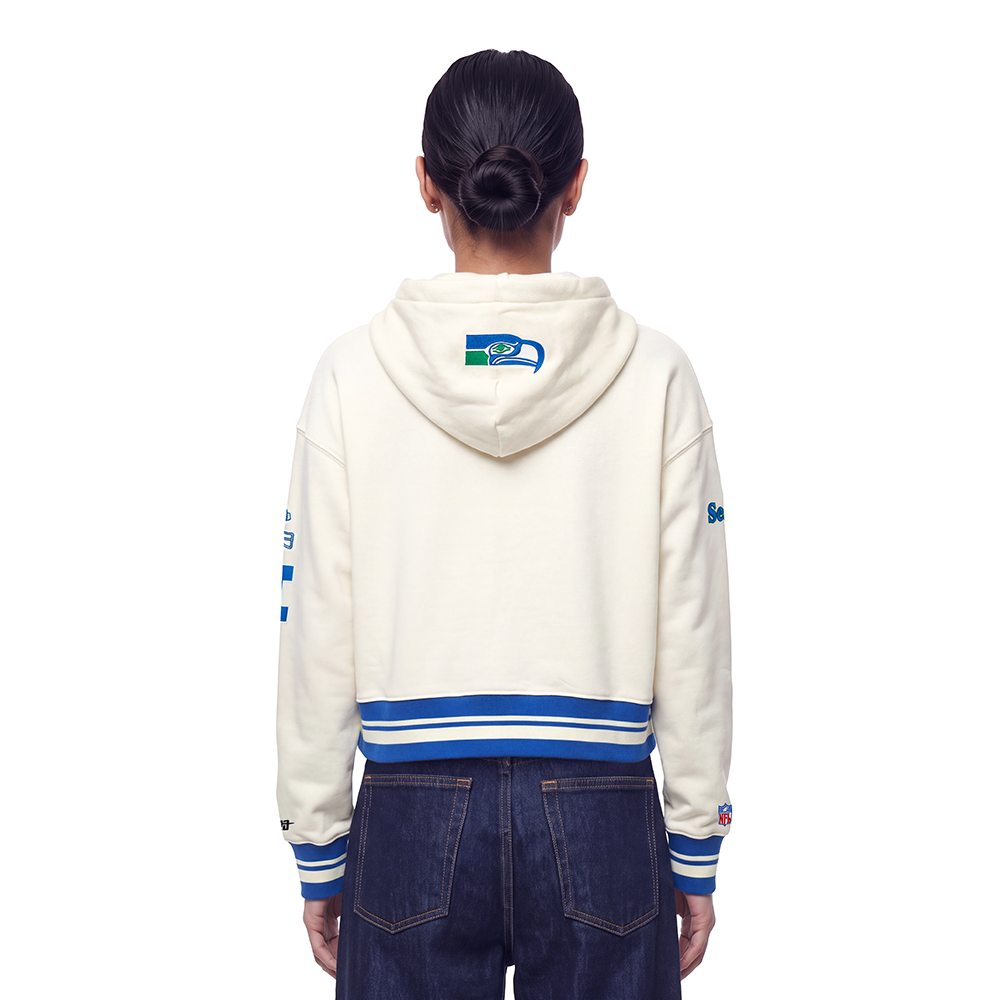 NFL SEATTLE SEAHAWKS RETRO CLASSICS WOMEN'S SWEATSHIRT (EGGSHELL/ROYAL BLUE)
