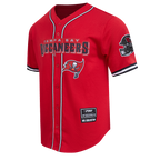 NFL TAMPA BAY BUCCANEERS MESH MEN'S  BUTTON UP SHIRT (RED/BLACK)