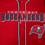 NFL TAMPA BAY BUCCANEERS MESH MEN'S  BUTTON UP SHIRT (RED/BLACK)