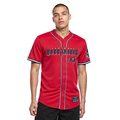 NFL TAMPA BAY BUCCANEERS MESH MEN'S  BUTTON UP SHIRT (RED/BLACK)