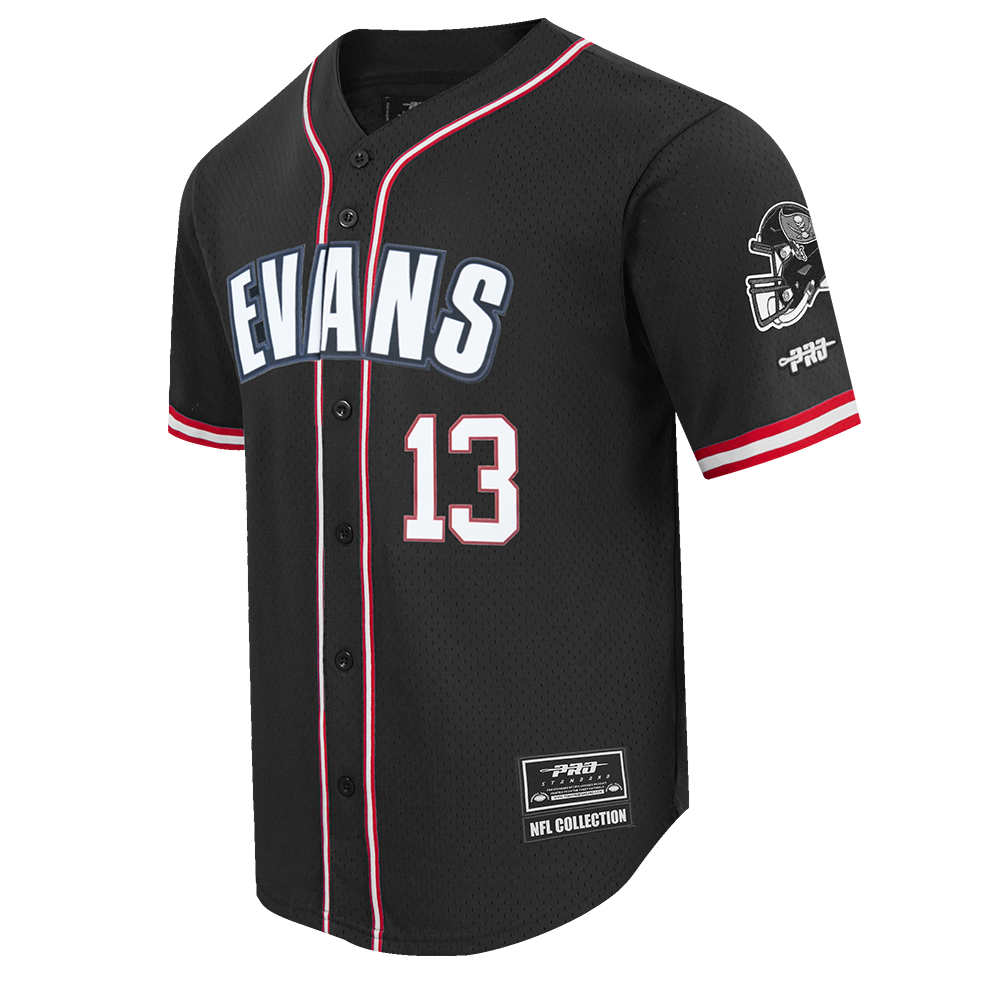 NFL TAMPA BAY BUCCANEERS MIKE EVANS #13 CLASSIC MESH PNN CHEMISE BOUTONNÉE EN FILET POUR HOMME (NOIR/ROUGE)