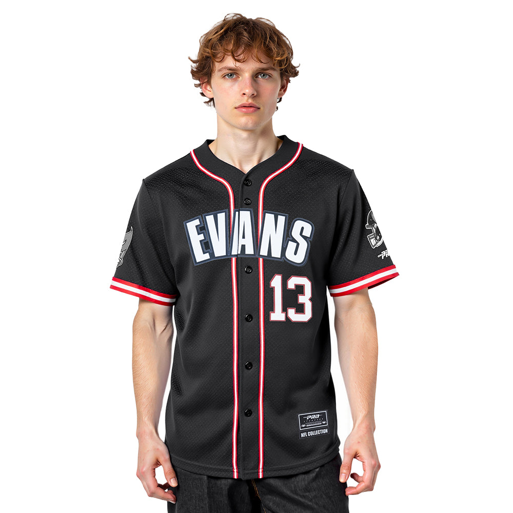 NFL TAMPA BAY BUCCANEERS MIKE EVANS #13 CLASSIC MESH PNN CHEMISE BOUTONNÉE EN FILET POUR HOMME (NOIR/ROUGE)