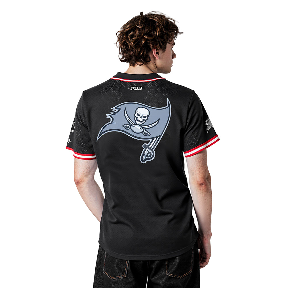 NFL TAMPA BAY BUCCANEERS MIKE EVANS #13 CLASSIC MESH PNN CHEMISE BOUTONNÉE EN FILET POUR HOMME (NOIR/ROUGE)