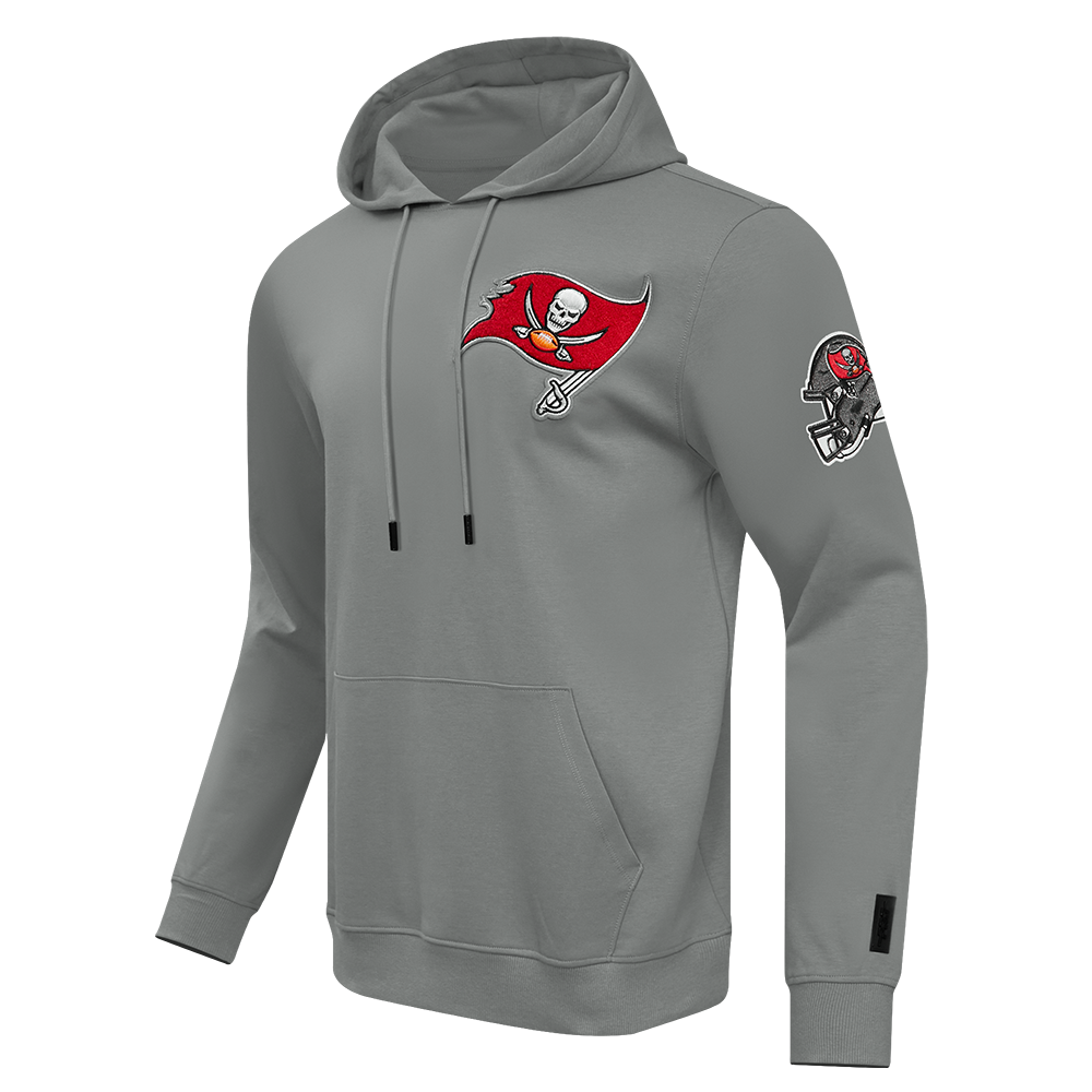 NFL TAMPA BAY BUCCANEERS CLASSIC CHENILLE MEN'S DOUBLE KNIT PULLOVER HOODIE (GRAY)