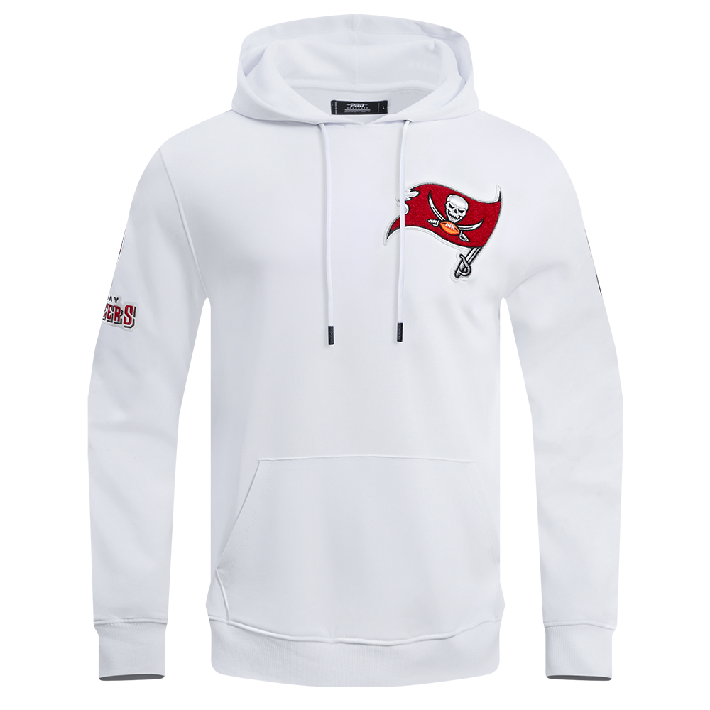NFL TAMPA BAY BUCCANEERS CLASSIC CHENILLE DOUBLE KNIT PULLOVER HOODIE (WHITE)