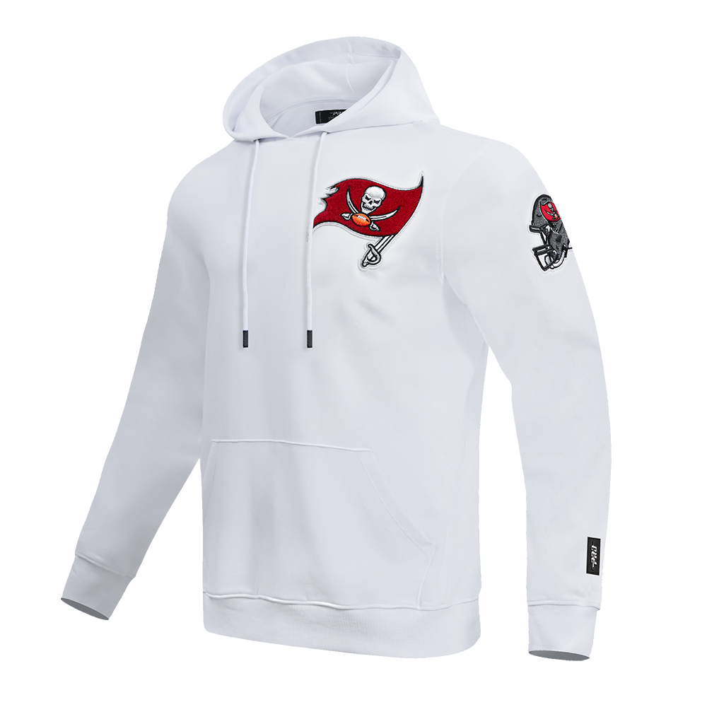 NFL TAMPA BAY BUCCANEERS CLASSIC CHENILLE DOUBLE KNIT PULLOVER HOODIE (WHITE)