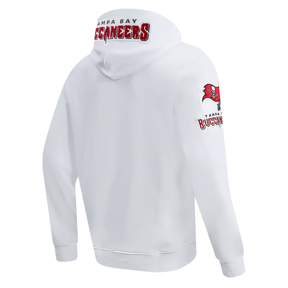 NFL TAMPA BAY BUCCANEERS CLASSIC CHENILLE DOUBLE KNIT PULLOVER HOODIE (WHITE)